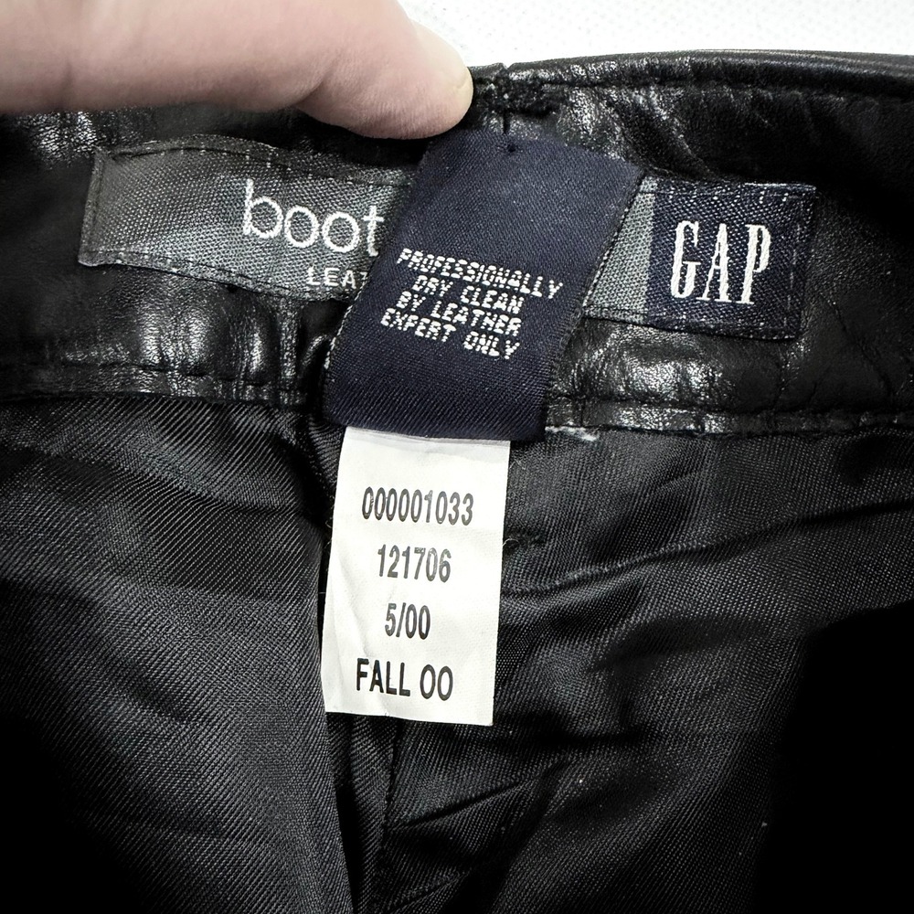 Vintage Y2K GAP Genuine Leather Bootcut Pants Black Size‎ 1 Moto Biker Grunge - Picture 3 of 10